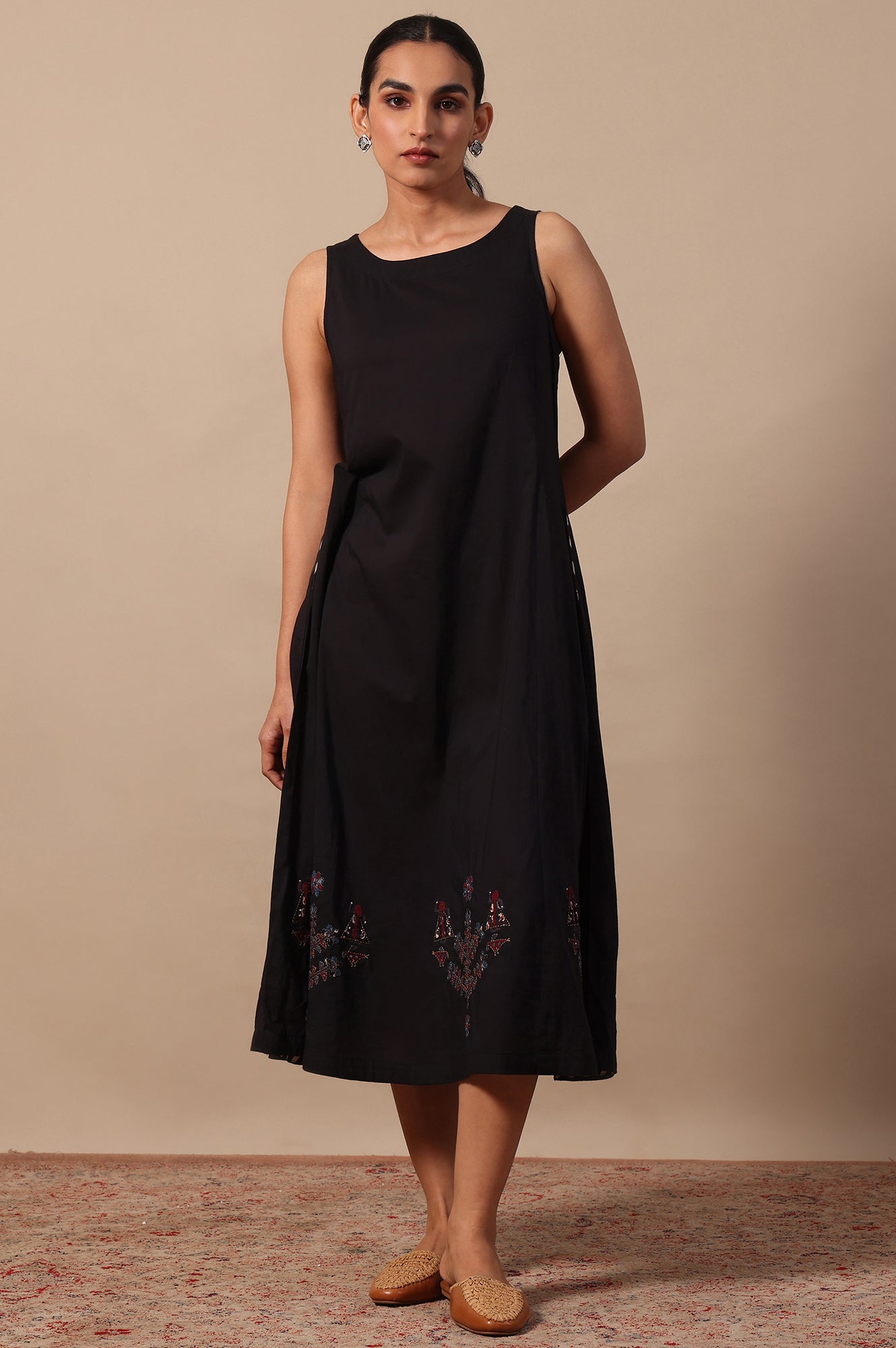 Solid Flared Pure Cotton Dress - Image 9