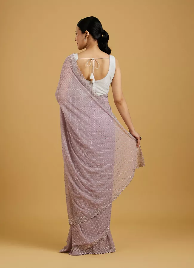 Dazzling Purple Georgette Saree - Image 4