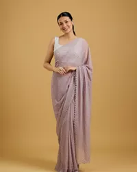 Dazzling Purple Georgette Saree - Image 6