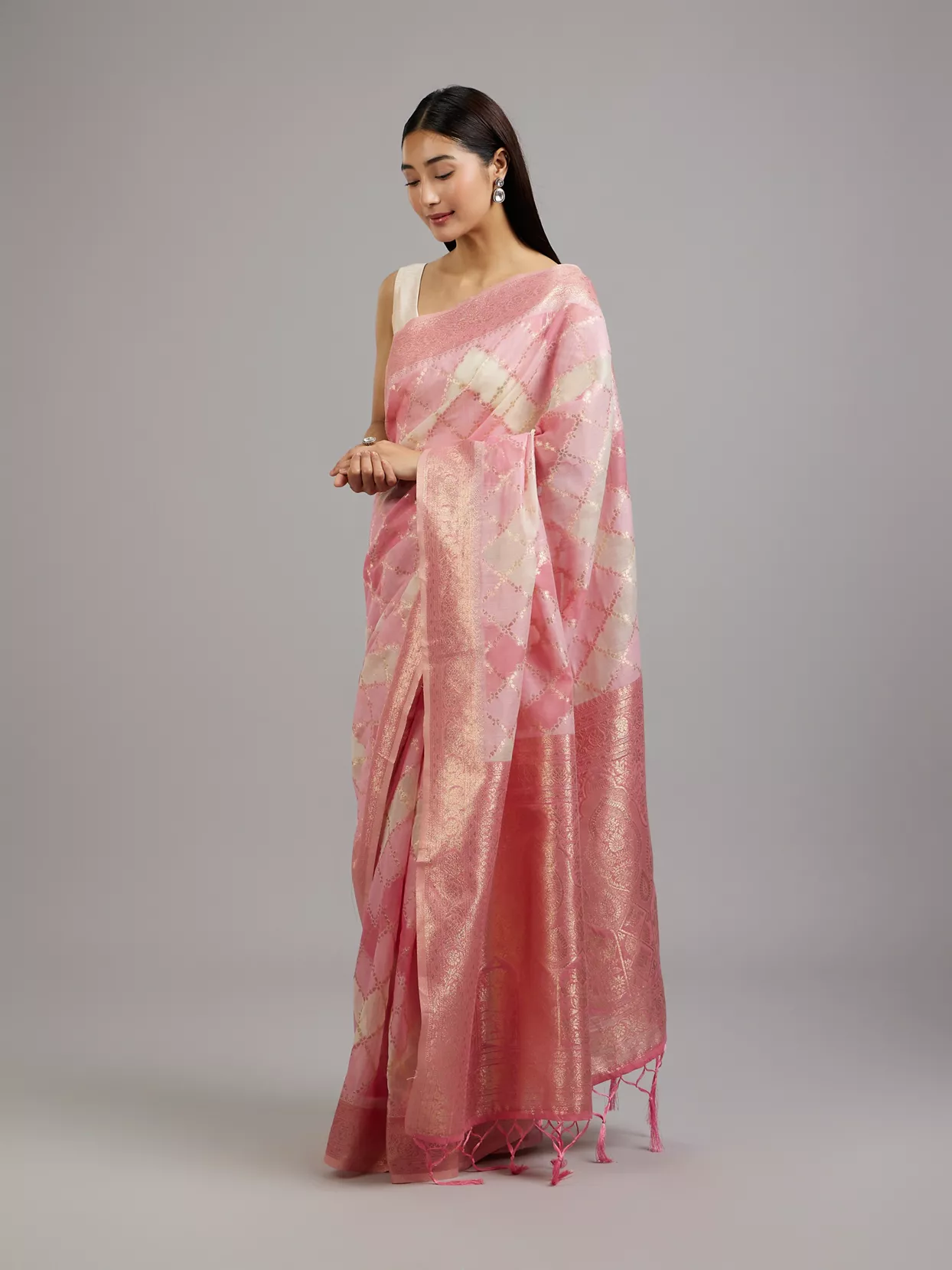 Vibrant Pink Elegance Saree - Image 3